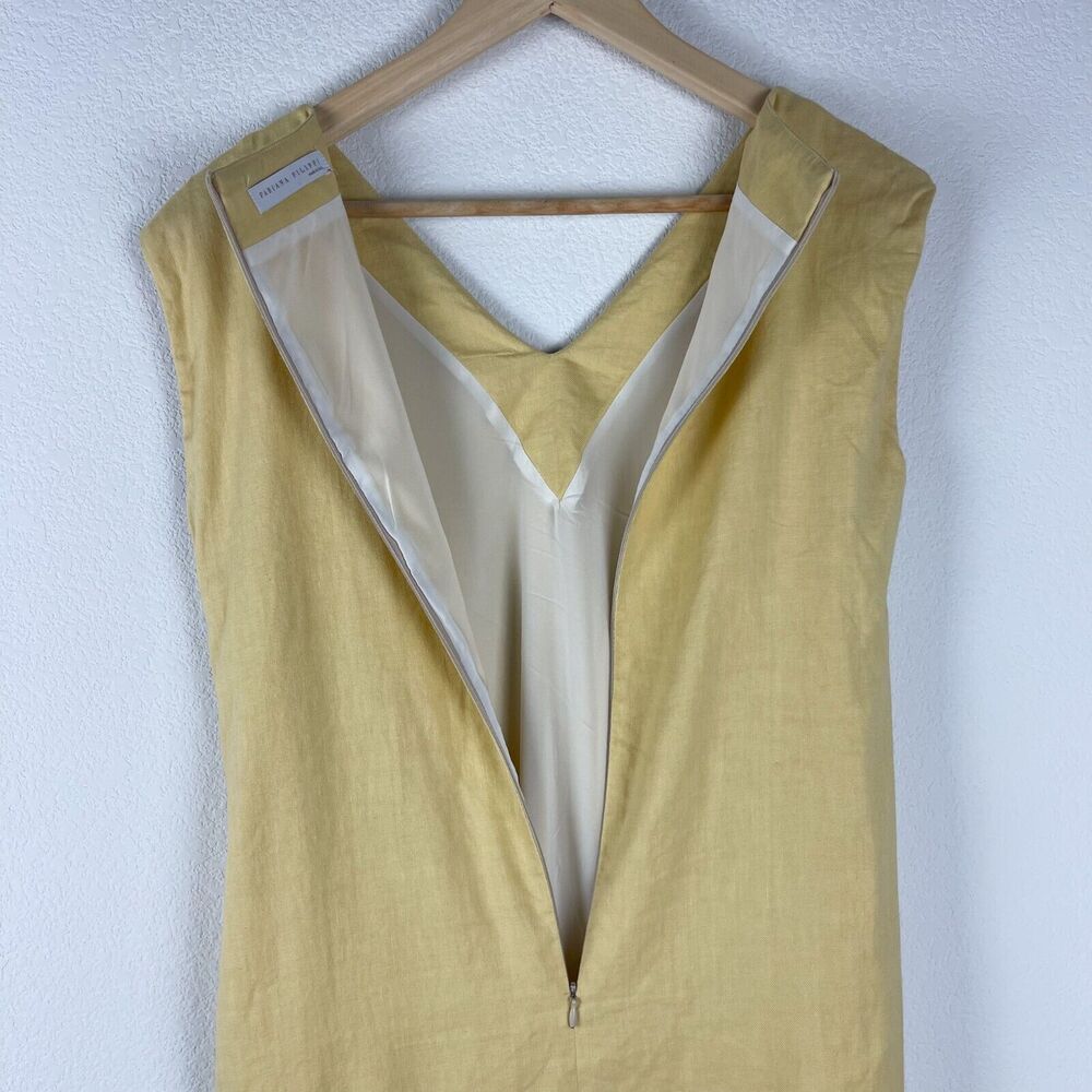 Fabiana Filippi Linen Blend Dress Womens XS Yellow Midi Sleeveless V-Neck Italy - Picture 12 of 15